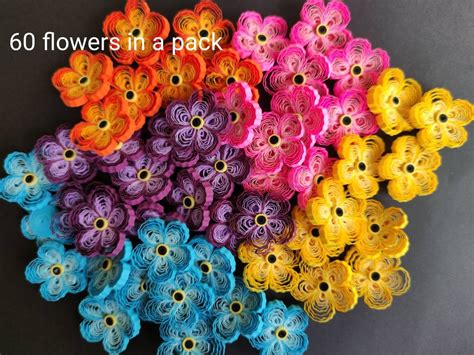 60 PCS Paper Quilling Flowers /quilling Flowers Lot / Paper - Etsy