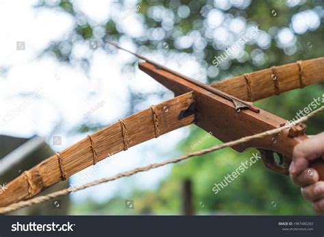 Crossbow Made Ordinary Wood Used By Stock Photo 1987480283 Shutterstock