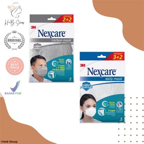 Jual Nexcare Daily Mask Earloop Headloop Hijab Carbon Mask 3 Ply