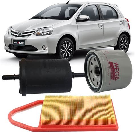 Kit Filtros De Ar Oleo Combustivel Toyota Etios E V Sua