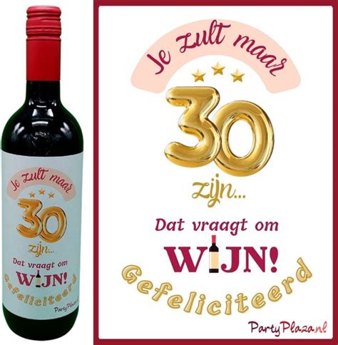 Wijnetiket Verjaardag 30 Jaar Wijnlabel Met Wijnhumor Etiket Voor