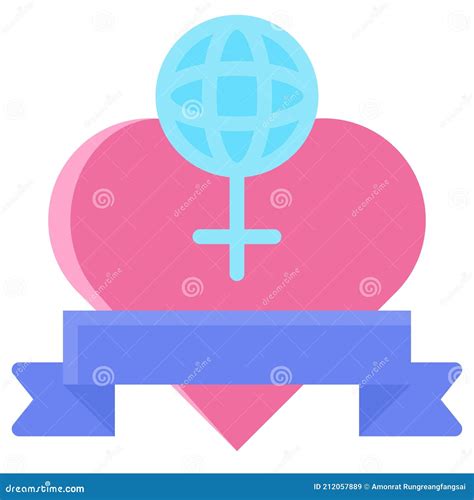 Heart With Ribbon And Female Gender Symbol Icon Stock Vector