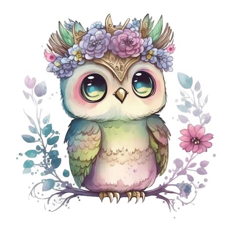 Premium Photo Cute Owl In Watercolor Illustration