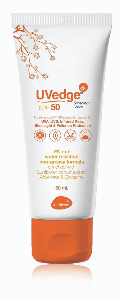 Aurelderma Uvedge SPF 50 Sunscreen Lotion Normal Skin Type Of