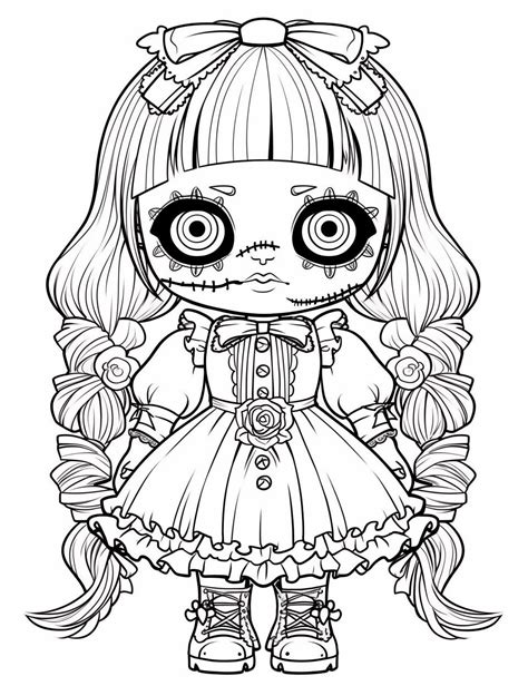 Creepy Doll Halloween Coloring Page Ảnh bầu