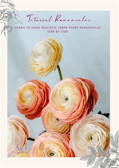 Crepe Paper Ranunculus Template Pdf Paper Flower Tutorials How To