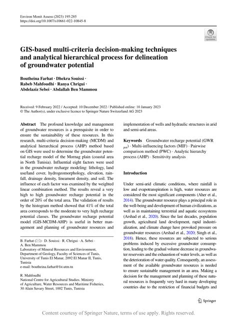 Gis Based Multi Criteria Decision Making Techniques And Analytical Hierarchical Process For