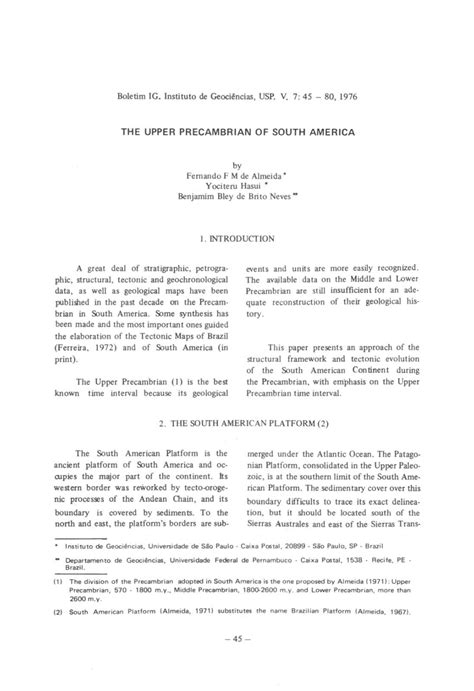 The Upper Precambrian Of South America DocsLib