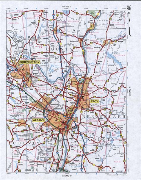 Map of Saratoga County, New York state. Detailed image map of Saratoga