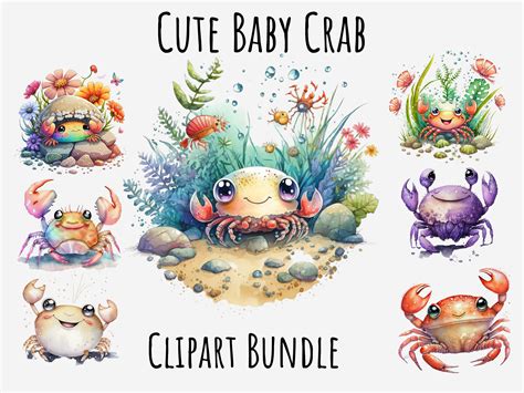cute baby crab clipart crab png bundle cute sea animals baby marine