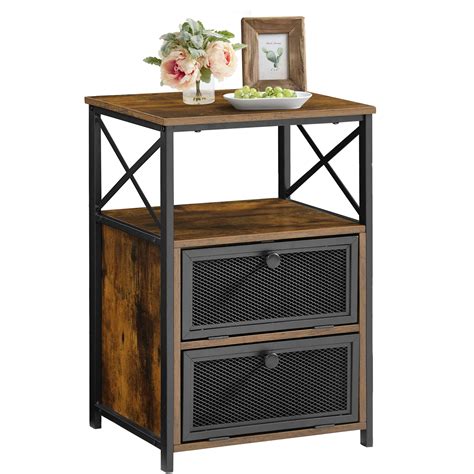 Vecelo Night Stand End Side Table With Storage Space And Door Modern