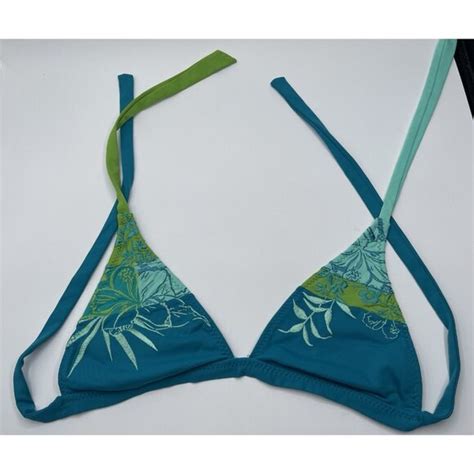 BECCA Swim Becca Bikini Top Womens Size Small S Floral Embroidered Blue Green Poshmark