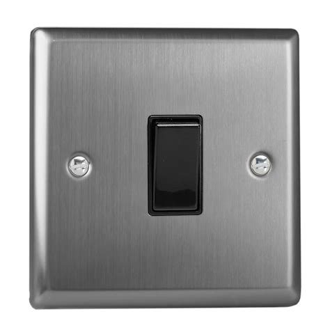 Varilight 1 Gang 20a Double Pole Rocker Switch Brushed Steel Diy At Bandq