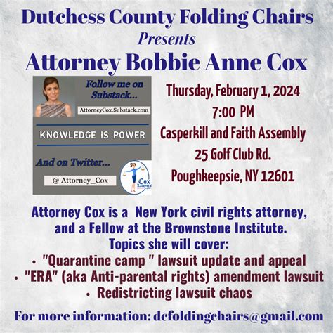 Dutchess County Folding Chairs Presents Attorney Bobbie Anne Cox Cox