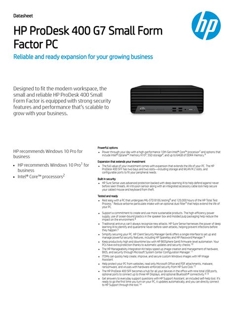 Hp Prodesk 400 G7 Small Form Factor