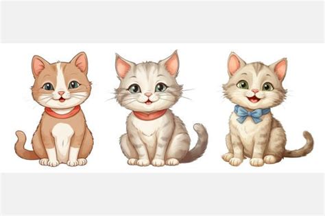 Set Of Three Cartoon Kittens Graphic By Alsstocks450 · Creative Fabrica