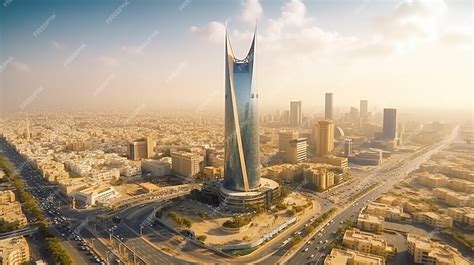 Premium Photo | Aerial panorama of downtown of riyadh city al riyadh