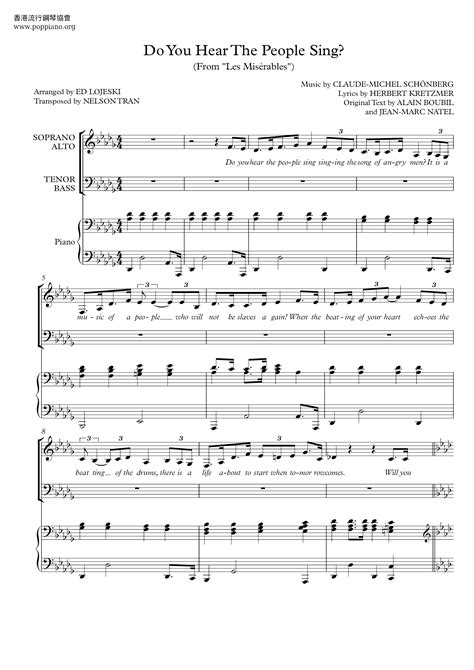 Les Miserables Do You Hear The People Sing Sheet Music Pdf Free