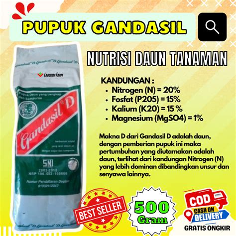 Jual Pupuk Gandasil D HIJAU Pupuk Daun Kemasan 500 Gram Untuk Nutrisi