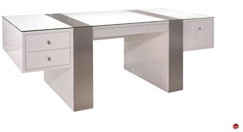 The Office Leader Cox Contemporary White Glass Top Desk