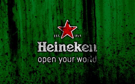 Download wallpapers Heineken, 4k, logo, beer, grunge, green backgroud ...