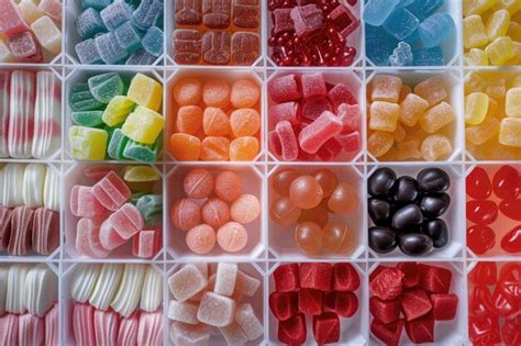 Premium Photo | Set of candy of different shapes colors and flavors