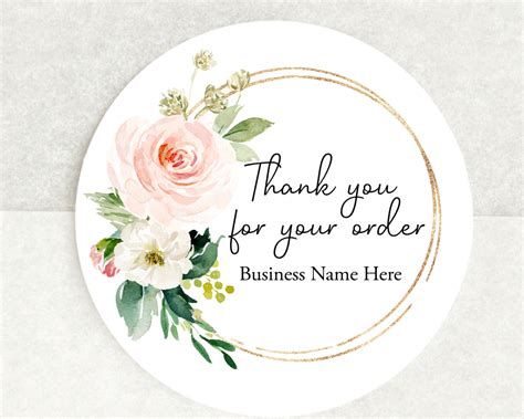 Thank You For Your Order Stickers Pink Floral Paper Ballards