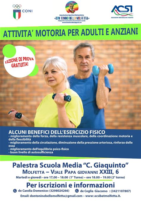 Corso Di Attivit Motoria Per Adulti E Anziani Acsi Bat Molfetta