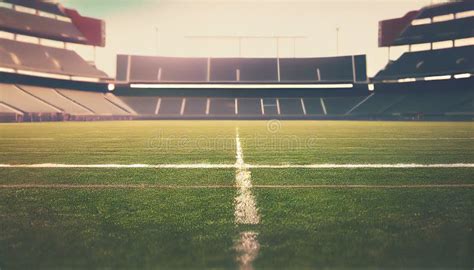 American Football Field With Marking Lines Generative Ai Stock