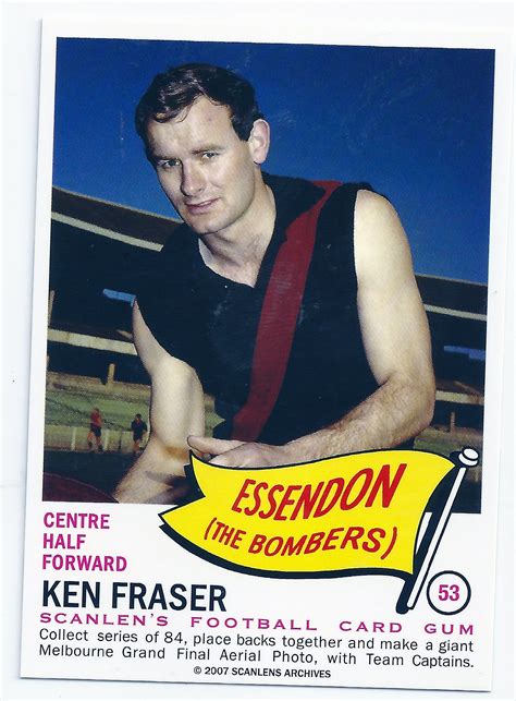 2007 1966 Scanlens Flag Archives 53 Ken Fraser Essendon APT