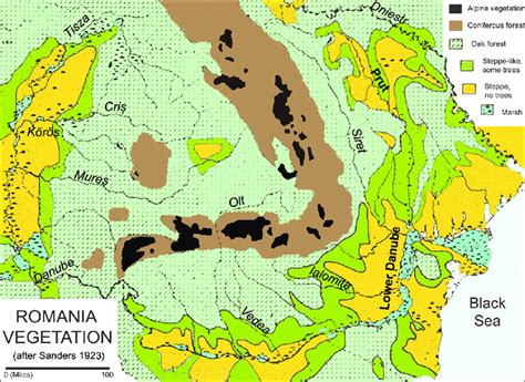 Climatic map of Romania and neighbouring areas (after Sanders 1923.387 ...