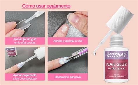 INTOBAS Pegamento Uñas Postizas Super Fuerte Para Uñas Acrílicas 4 Pcs