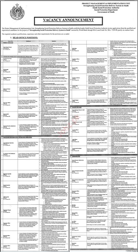 Govt New Jobs In Pakistan Latest Sindh Social Protection Authority