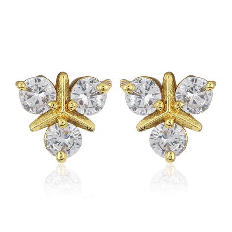 Buy Estele 24kt Gold Tone Plated Stud Earrings With Ad Stones For Women