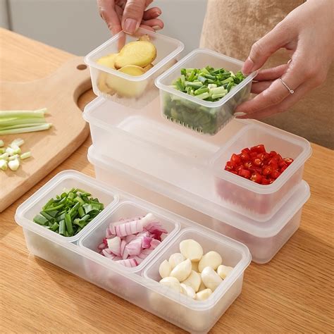 Separated Scallion Storage Box With Lid Refrigerator Refrigerated