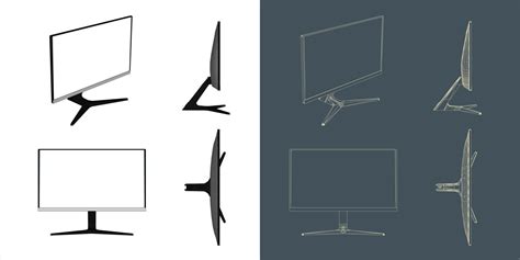 Vetor Rea De Trabalho Monitor Computador Tela Ilustra O Linha Projeto