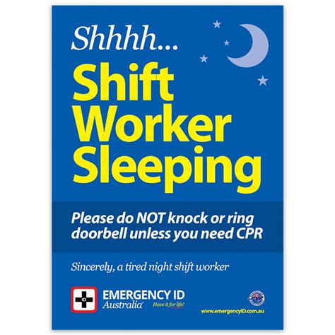 Shhhh Shift Worker Sleeping Sign Emergency Id Australia