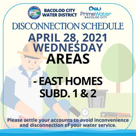 Baciwa Primewater Bacolod City Disconnection Schedule On April 28 29