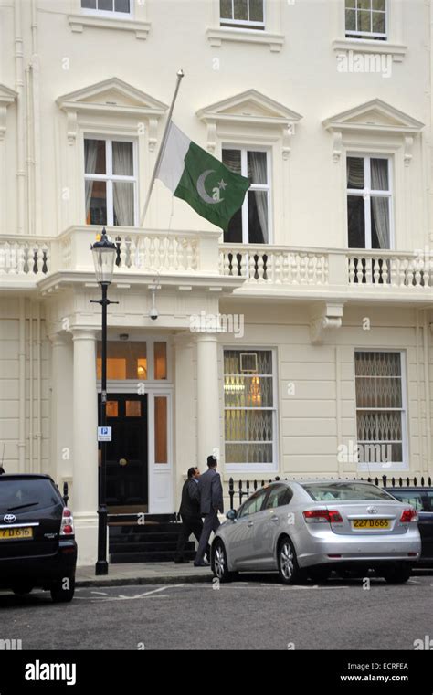 London Uk 18 December 2014 The Pakistan Embassy In London Flies Its Flag At Half Mast In The