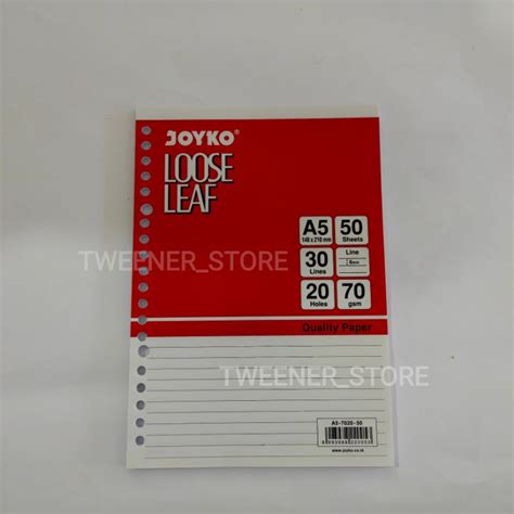 Jual A Garis Joyko Loose Leaf A Sheets Lembar Kertas Binder