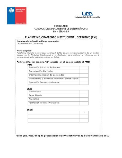 Pdf Plan De Mejoramiento Institucional Definitivo Pmi Dfi Mineduc Cl