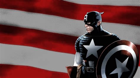 Captain America Marvel Us Flag Shield Hd