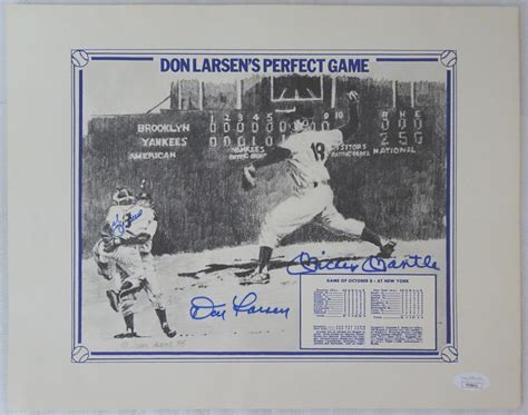 Mantle Berra Larsen Autographed Don Larsen S Perfect Game X Sketch