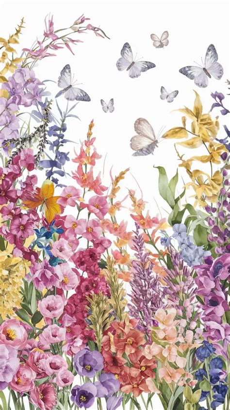 Vibrant Watercolor Flowers And Butterflies Painting MUSE AI