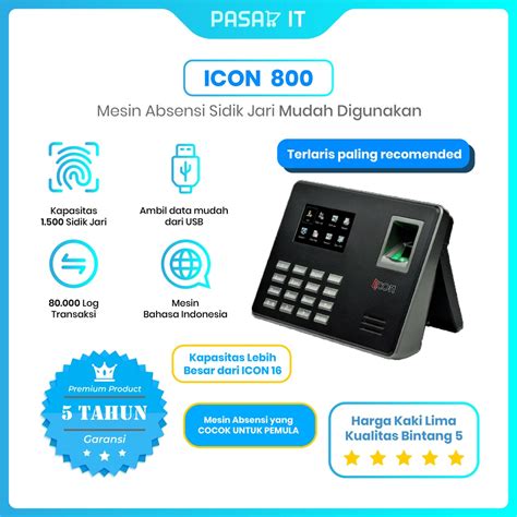 Jual Mesin Absen ICON 800 Mesin Absensi Fingerprint Sidik Jari