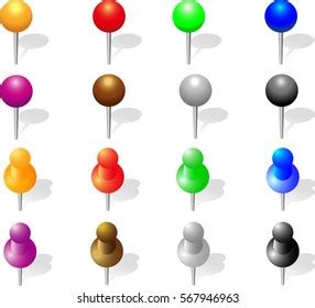 Colored Various Pushpins Map Tacks Pins Stock Vector Royalty Free