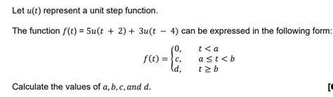 Solved Let u(t) ﻿represent a unit step function.The function | Chegg.com