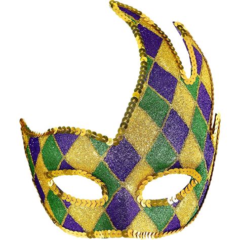 Glitter Harlequin Mardi Gras Party Masquerade Mask 6 1 2in X 8in