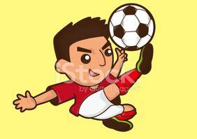 Jugador De Fútbol De Dibujos Animados Pateando El Balón Clipart De