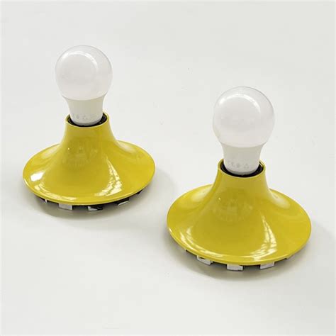 Pair Of Yellow Teti Wall Lamps By Vico Magistretti For Artemide S